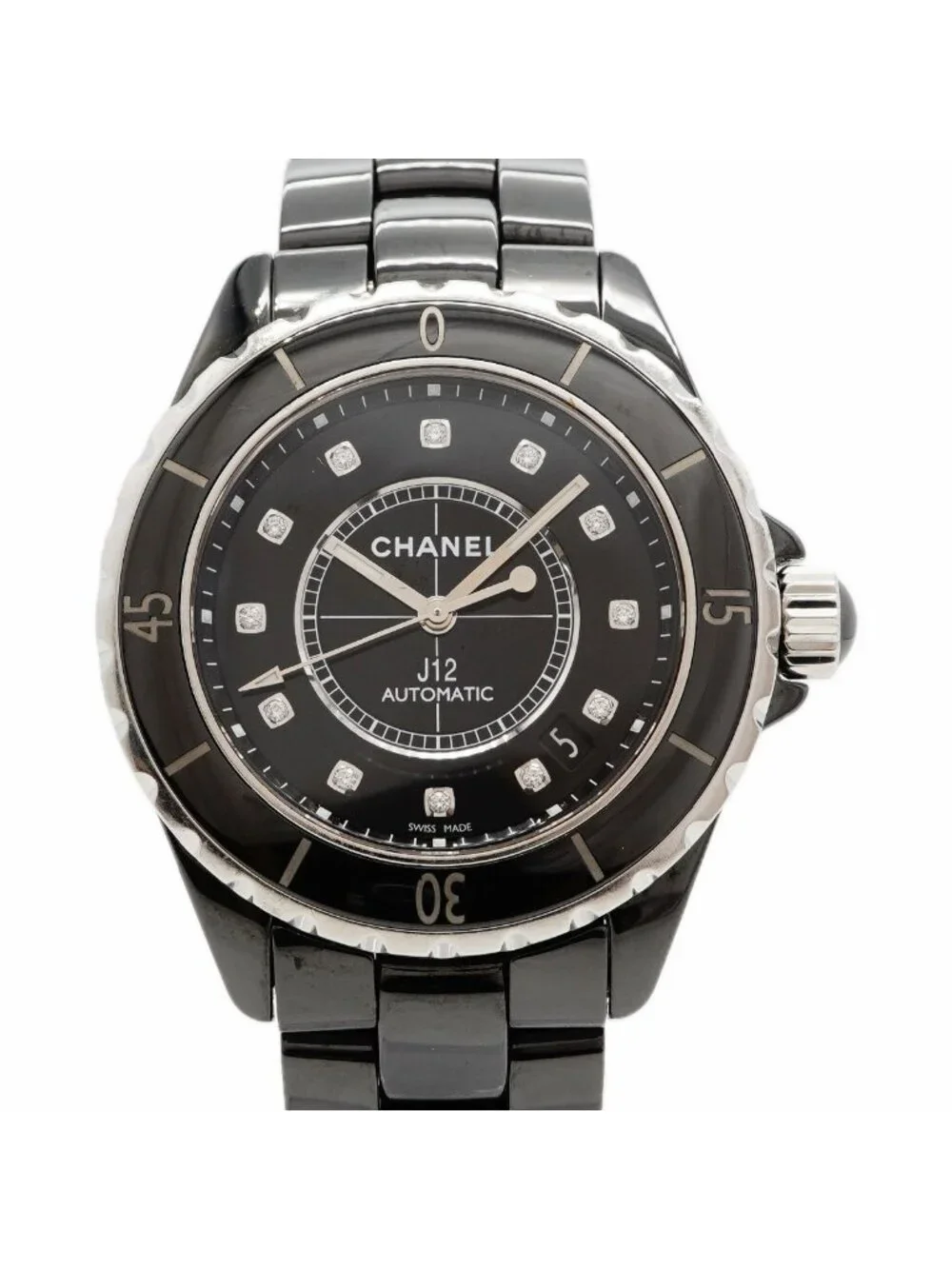 Chanel Diamond Black Dial Watch